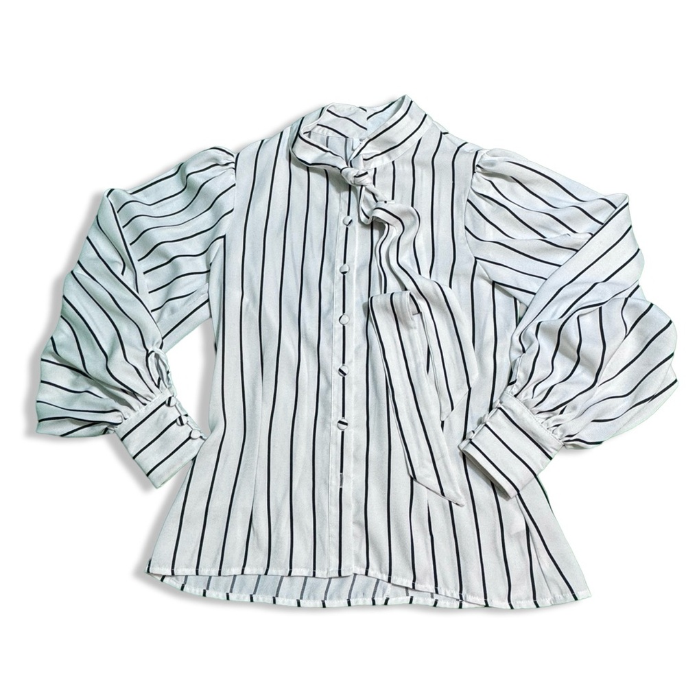 UNIQUE VINTAGE Women's Gwen Button Down Blouse with Neck Tie